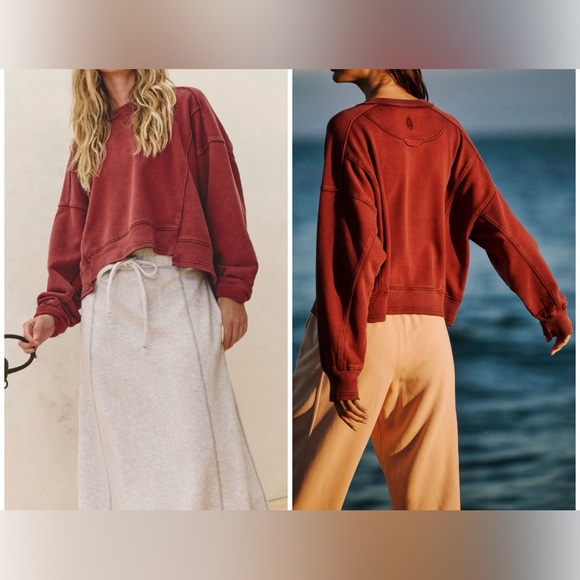 Free People Tops - NWT Free People FP Movement Intercept Pullover - nutshell pine red - XL